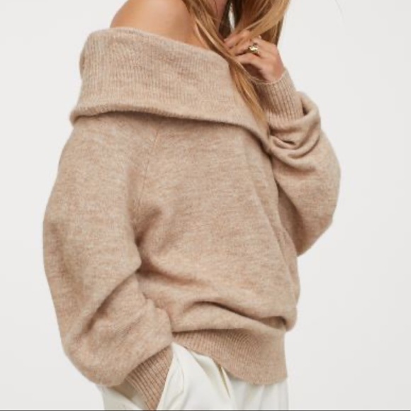 H&M Sweaters - H&M Oversized Off Shoulder Black Sweater